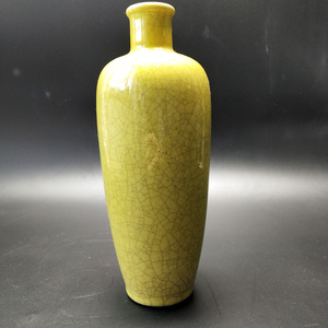 杂件老瓷器黄釉开片花瓶明清古瓷器古代陶瓷摆件古董真品收藏品