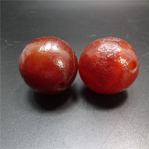 红玛瑙大珠子古代官帽顶珠南红宝石佛珠配珠清朝朝珠配件30mm一对