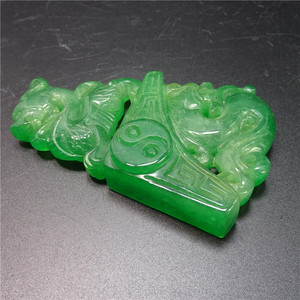 帝王绿翡翠挂件玉龙古代冰种满色满绿无杂色翡翠玉佩古玩古董旧货