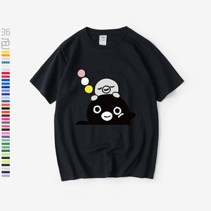 日系沙雕suica企鹅西瓜卡通可爱 恶搞表情包 jr日本t恤短袖衣服男
