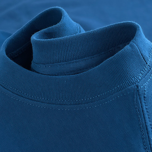 午夜蓝普鲁士蓝长袖女270g重磅精梳棉纯棉纯色上衣春秋季打底衫男