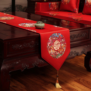 中式古典桌旗中国风茶几布禅意茶台席电视柜垫旗玄关桌布长条布垫