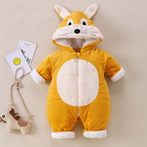 加厚水貂绒加厚外出服卡通小动物衣服0-12个月宝宝年服
