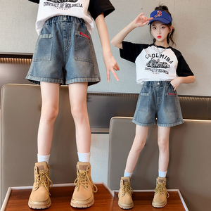 2024年韩版牛仔短裤女童夏季薄款中大童外穿百搭儿童洋气宽松裤子
