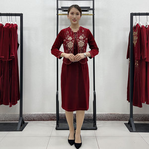 喜婆婆婚宴装春秋两件套婚礼妈妈装结婚礼服高贵丈母娘婚宴连衣裙