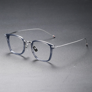 烟灰色冷淡方框眼镜女大框 小红书ins潮韩范超轻纯钛近视眼镜架女
