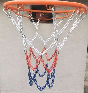 三色镀锌金属篮球网不锈钢篮网铁链篮球框网兜铁网8扣10扣12扣
