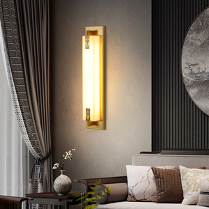 新中式客厅卧室仿云石背景墙灯具别墅酒店入户创意过道装饰壁灯