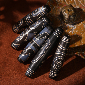 贡觉玛西藏天珠熔岩金龙枯珠九眼石页岩玛瑙项链手串