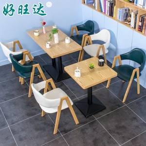 原木色铁艺咖啡厅西餐厅椅子休闲小吃店甜品店奶茶店快餐店桌椅
