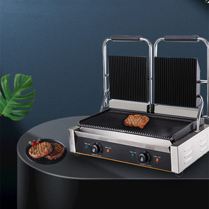 牛扒猪扒煎肉设备电热双头压板扒炉商用牛排汉堡煎机双面加热加厚