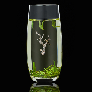 居友家纯手工镶银绿茶杯加厚透明玻璃耐高温泡茶杯个人家用水杯子