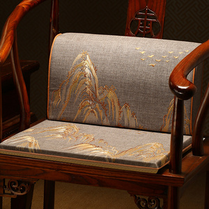 中式椅子坐垫靠垫一体红木沙发垫护腰靠枕茶椅圈椅太师椅垫靠背垫