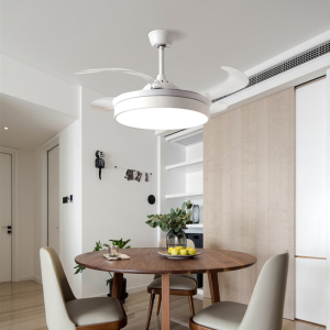 北欧吊扇灯餐厅大风力客厅变频简约风扇灯隐形静音卧室