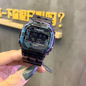 g-shock卡西欧dw-5600nn次元时代数码故障系列透明运动手表防水