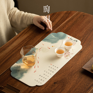 新中式禅意茶席专用茶桌布垫防水茶道垫子桌旗帘小茶台吸水茶杯垫