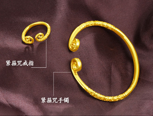 周大福焕美专柜沙金紧箍咒手镯女镀24k仿真黄金活口个
