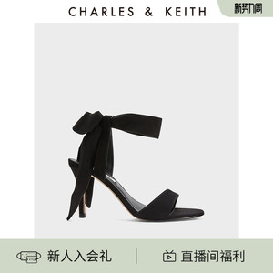 CHARLES&KEITH春夏女鞋CK1-60360965优雅蝴蝶结绑带露趾高跟鞋