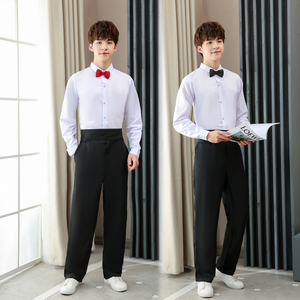 合唱服装男白衬衫礼服中国风表演服大合唱团演出服男高中学生朗诵