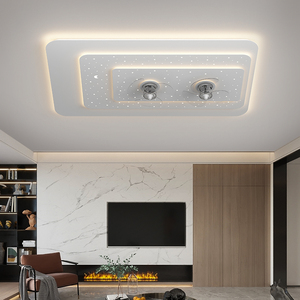 吸顶灯带风扇灯客厅长方形2022年新款客厅现代简约灯具智能控制