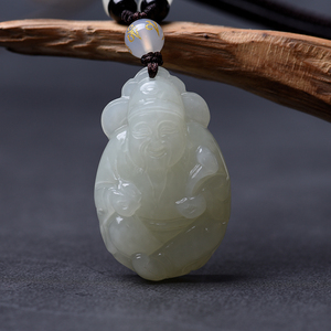 向福新疆和田玉财神爷吊坠玉坠男女挂坠项链玉佩来财财运挂件