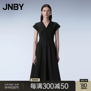 【商场同款】JNBY/江南布衣24夏新品连衣裙女V领短袖5O4G12850
