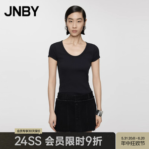 【商场同款】JNBY/江南布衣24夏新品T恤棉质修身简约U领5X6110020
