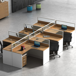 职员办公桌简约现代十字型屏风办工桌四人位隔断卡位桌椅组合家具