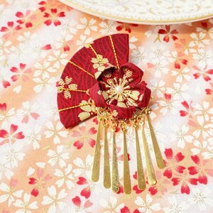 神明少女假发神明少女头饰冬天头饰日本和风樱花扇子吊片发饰古风