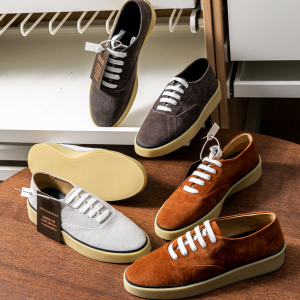 italy進口麂皮!联名款春夏男士时尚圆头系带透气运动休闲鞋