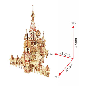 俄罗斯城堡木色3d立体手工diy拼装建筑模型高难度拼图成人儿童