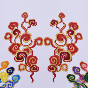 中式祥云刺绣布贴大号云纹红色贴花 服装饰花纹中国风 j3453#烫花