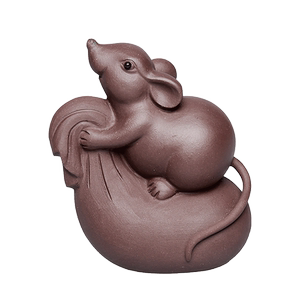 紫砂老鼠茶宠摆件功夫茶具可养茶盘茶道可爱十二生肖小老鼠布袋鼠