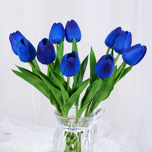 郁金香假花仿真花套装家居饰品客厅摆设摆件克莱因蓝宝蓝色深蓝花