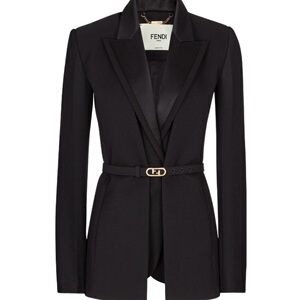 fendi西装外套 芬迪女装 黑色束腰翻领外衣22早秋正品折扣代购