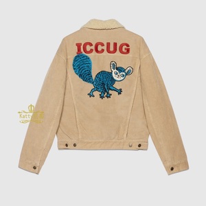 gucci夹克外套 古驰男装 驼色徽标动物刺绣外衣 意大利折扣代购