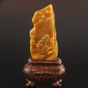 昌化田黄石琴韵小摆件老黄田味大师工艺非遗玉石艺术作品收藏礼品