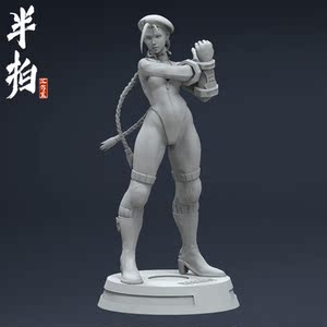 影视级3d打印图纸街霸蓝色嘉米模型gk树脂白模定制涂装建模参考