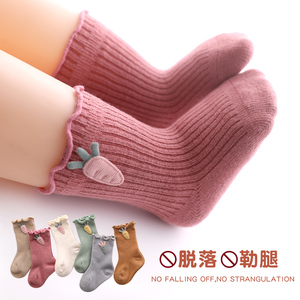婴儿袜子春秋纯棉无骨0-3-6-12月新生儿童堆堆袜初生一岁宝宝中筒