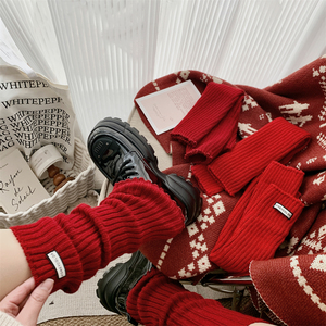 堆堆袜套袜子女秋冬季2023新款红色本命年加厚保暖雪地靴腿套冬天