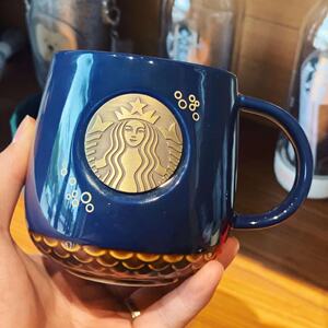 星巴克杯子新款杯子男生咖啡杯高级感轻奢ins风陶瓷水杯马克杯带