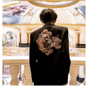 d家骷髅玫瑰刺绣玫瑰花时尚西装外套