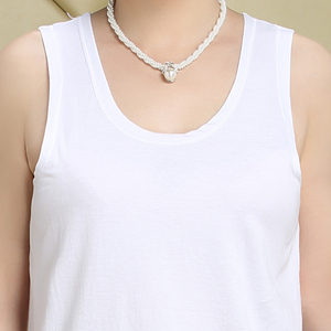 春夏秋冬女老人汗衫全棉背心100%纯棉老太太宽松白色背心