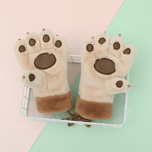儿童毛绒熊爪子手套熊掌加绒加厚保暖防寒可爱卡通男女童小童大童