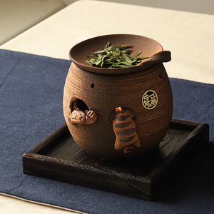 日本进口常滑烧日式手工禅意功夫茶香炉猫屋茶具礼品套装