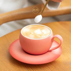 高颜值咖啡杯子高级感咖啡厅杯碟陶瓷蛋型拿铁拉花杯精致下午茶杯