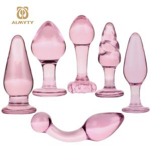 新款男女用冰火玻璃粉红后庭肛塞水晶拉珠成人情趣用品另类性玩具