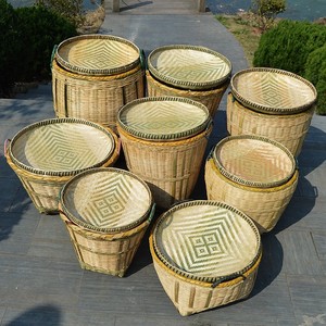 热卖手工竹编筐家用大篓子喜事竹筐淘米收纳筐竹篮装谷竹箩筐簸箕