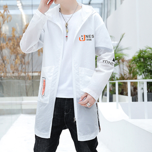 夏季冰丝防晒衣男中长款超薄款透气夹克钓鱼防晒服风衣开衫外套潮