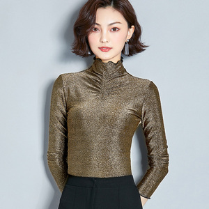 沙沙金丝亮丝打底衫女土新款薄款金银丝上衣女闪光丝网纱闪闪t恤